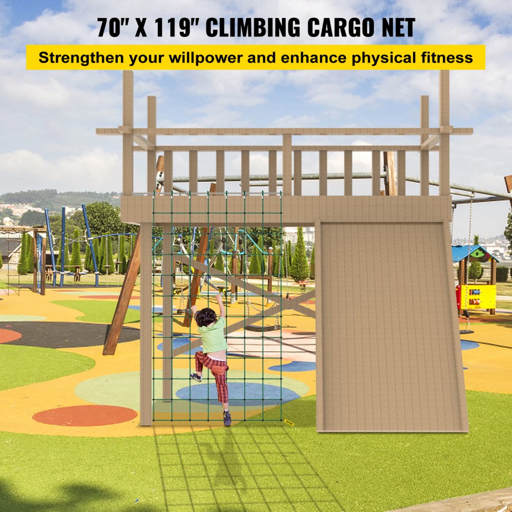 VEVOR Climbing Cargo Net, 70 x 119 Climbing Net, Polyester Playground Climbing Cargo Net, Rope Ladder, Swingset, Large Military Climbing Cargo Net