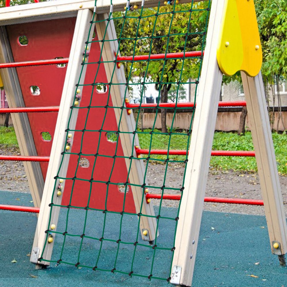 VEVOR Climbing Cargo Net, 70" x 119" Climbing Net, Polyester Playground Climbing Cargo Net, Rope Ladder, Swingset, Large Military Climbing Cargo Net for Kids & Adult, Indoor & Outdoor,Treehouse, Green