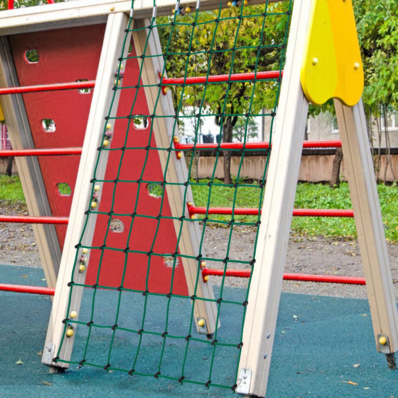 VEVOR Climbing Cargo Net, 70" x 119" Climbing Net, Polyester Playground Climbing Cargo Net, Rope Ladder, Swingset, Large Military Climbing Cargo Net for Kids & Adult, Indoor & Outdoor,Treehouse, Green