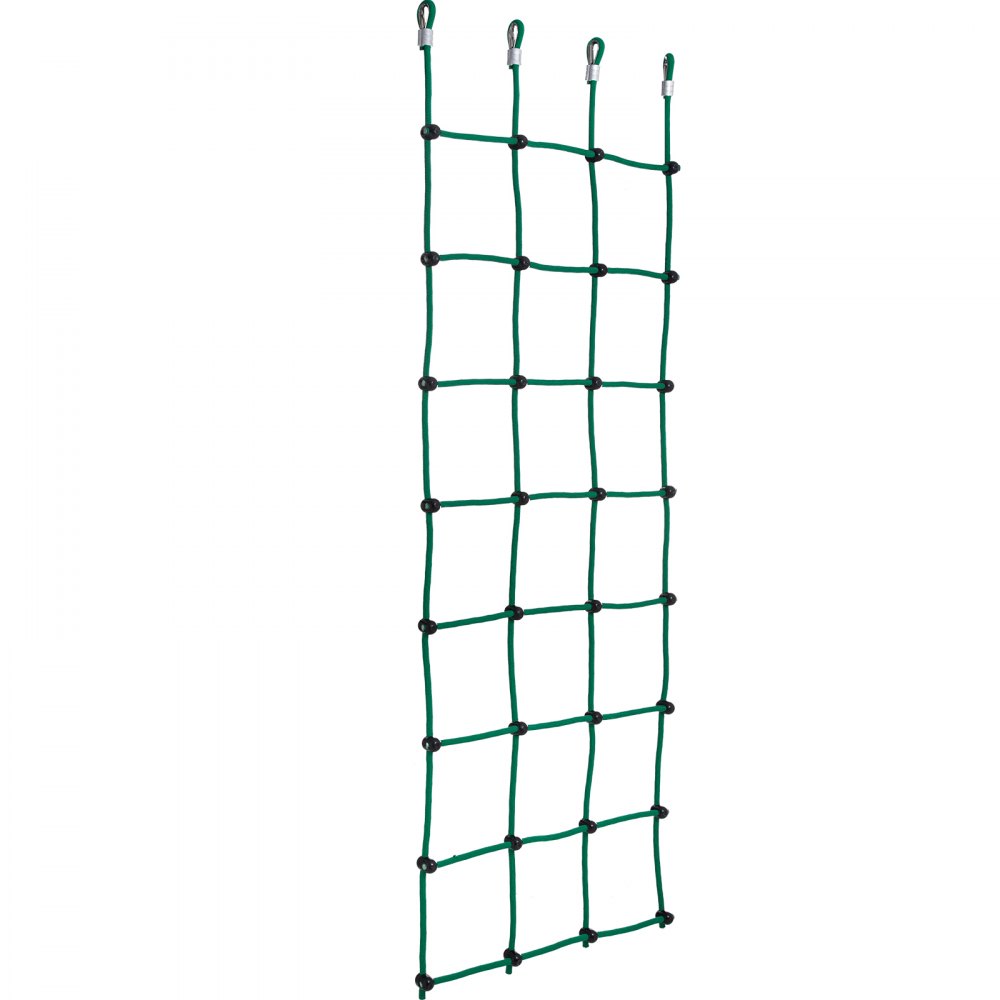 VEVOR Climbing Cargo Net, 30" x 89" Climbing Net, Polyester Playground Climbing Cargo Net, Rope Ladder, Swingset, Large Military Climbing Cargo Net for Kids & Adult, Indoor & Outdoor, Treehouse, Green