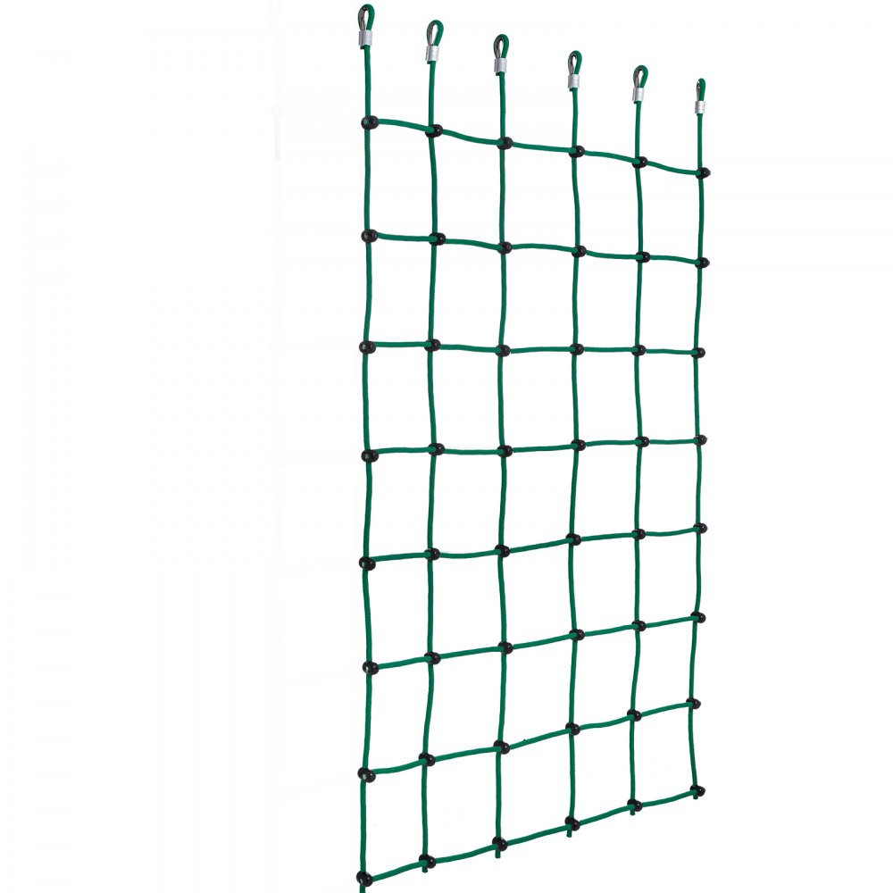 VEVOR Climbing Cargo Net, 49" x 77" Climbing Net, Polyester Playground Climbing Cargo Net, Rope Ladder, Swingset, Large Military Climbing Cargo Net for Kids & Adult, Indoor & Outdoor, Treehouse, Green