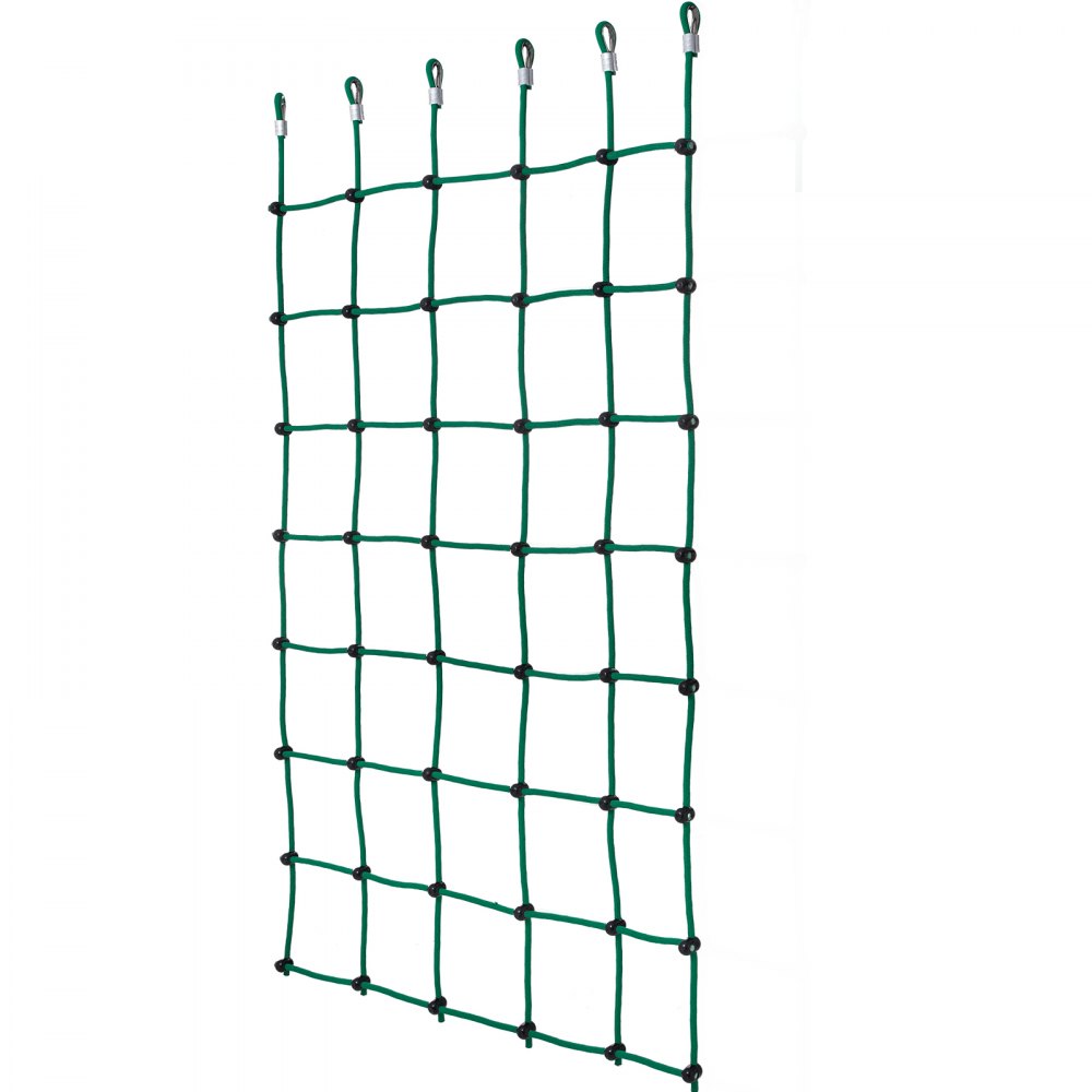 VEVOR Climbing Cargo Net, 49" x 77" Climbing Net, Polyester Playground Climbing Cargo Net, Rope Ladder, Swingset, Large Military Climbing Cargo Net for Kids & Adult, Indoor & Outdoor, Treehouse, Green