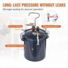 VEVOR Spray Paint Pressure Pot Tank, 10L/2.5gal Air Paint Pressure Pot, 1.5mm+4mm Two Nozzles Two Spray Paint Guns for Industry Home Decor Architecture Construction Automotive Painting, 60PSI Max