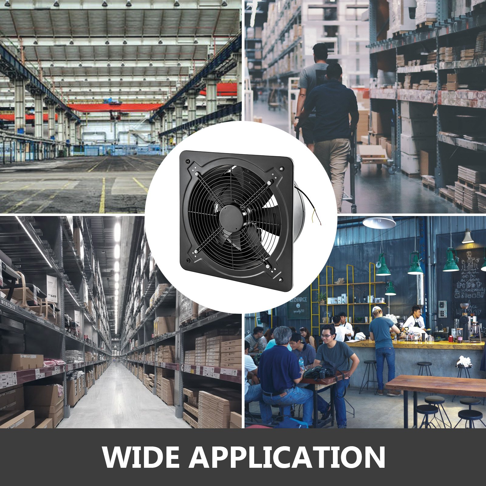 16" Industrial Ventilation Extractor Metal Exhaust Commercial Fan Speed 2260rpm