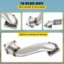 VEVOR Duramax Header Bolt On Passenger Side up-Pipe with Gaskets Fits for 2001-2016 GM 6.6L Diesel LB7 LLY LBZ LMM LML 6.6L Silver