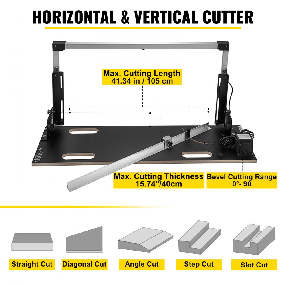 VEVOR Desktop Styrofoam Cutter 42cm Max. Cut Thickness 105cm Max. Length 0-90°