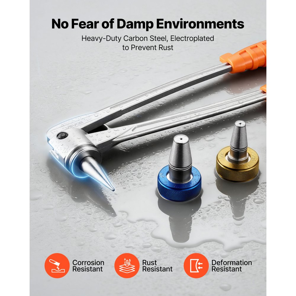 VEVOR PEX Pipe Expander Tool Kit, Manual Tubing Expansion Tool for 9.52mm 12.7mm 19mm 25.4mm PEX Pipes - with 4 Expanding Heads, Pipe Cutter & Toolbox for Radiant Heating & Water Plumbing System