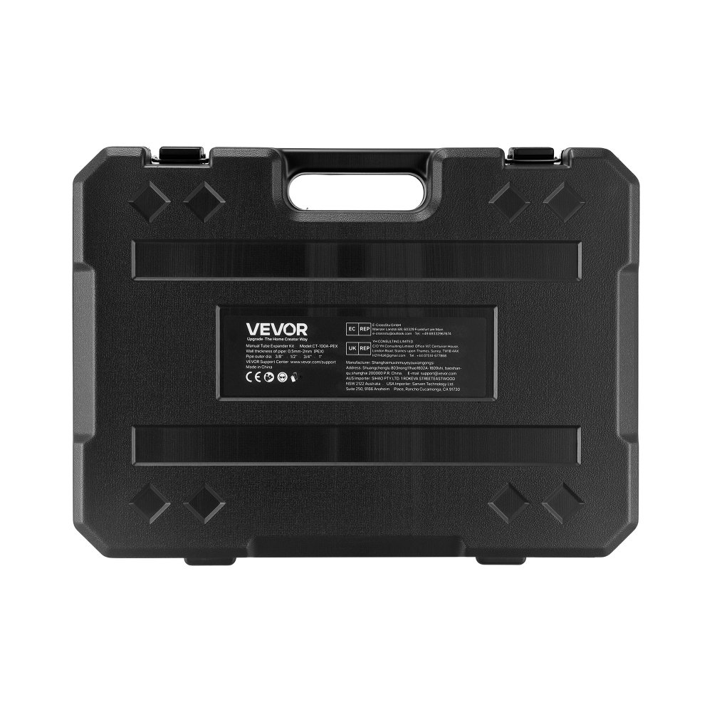 VEVOR PEX Pipe Expander Tool Kit, Manual Tubing Expansion Tool for 9.52mm 12.7mm 19mm 25.4mm PEX Pipes - with 4 Expanding Heads, Pipe Cutter & Toolbox for Radiant Heating & Water Plumbing System