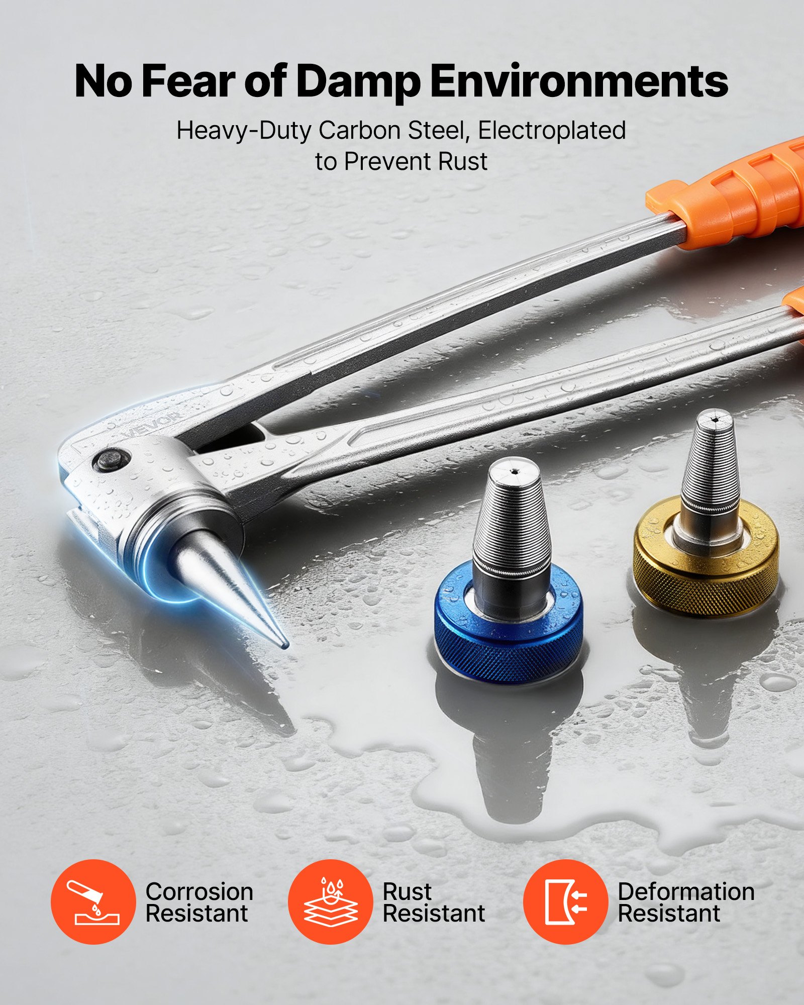 VEVOR PEX Pipe Expander Tool Kit, Manual Tubing Expansion Tool for 9.52mm 12.7mm 19mm 25.4mm PEX Pipes - with 4 Expanding Heads, Pipe Cutter & Toolbox for Radiant Heating & Water Plumbing System