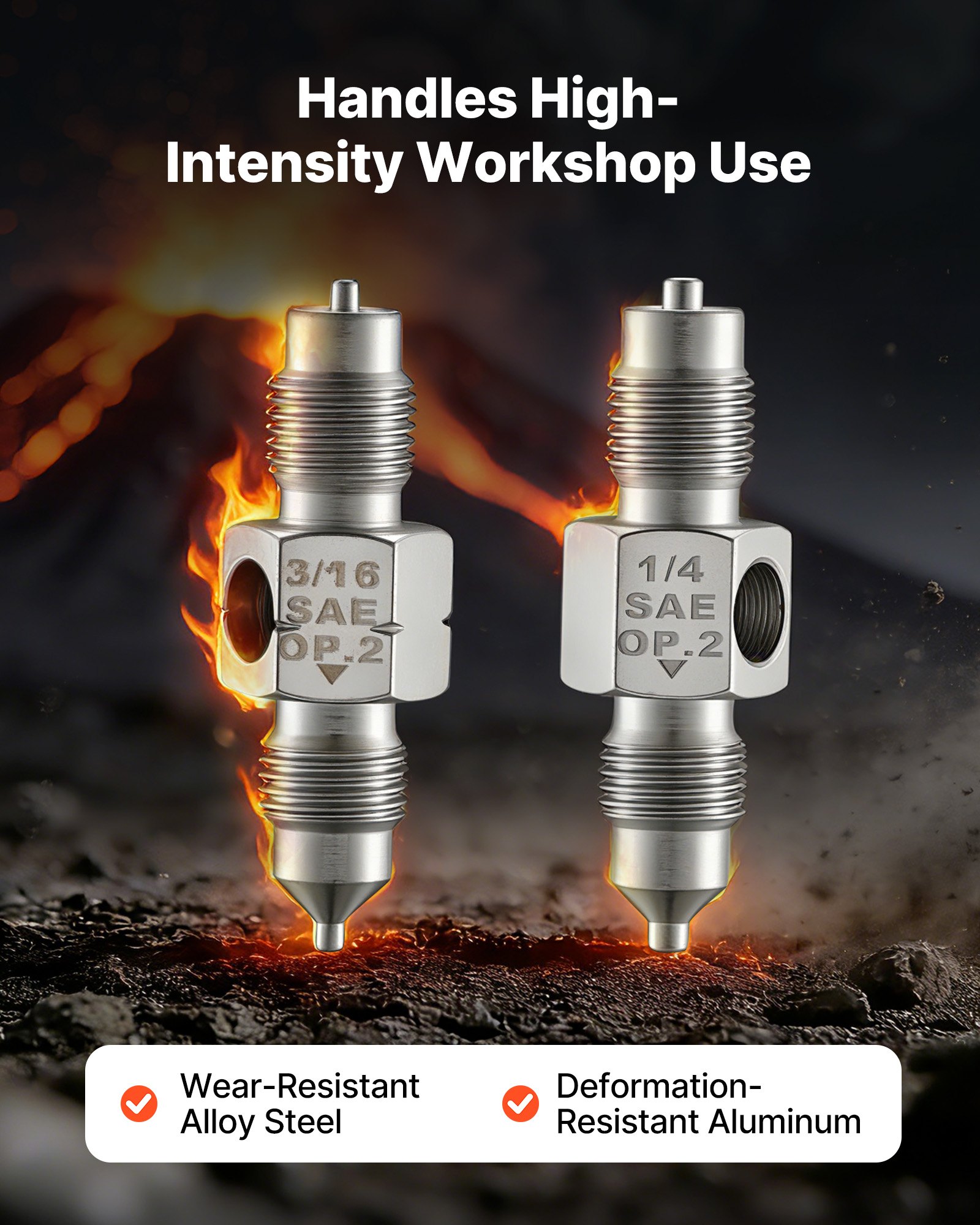 VEVOR Brake Line Flaring Tool Kit, 45° Single & Double Flare Tool for 4.75mm, 6.35mm Copper Tubing - with 2 Forming Dies, Deburring Tool & Toolbox for Automotive Brake Hydraulic Line Repair