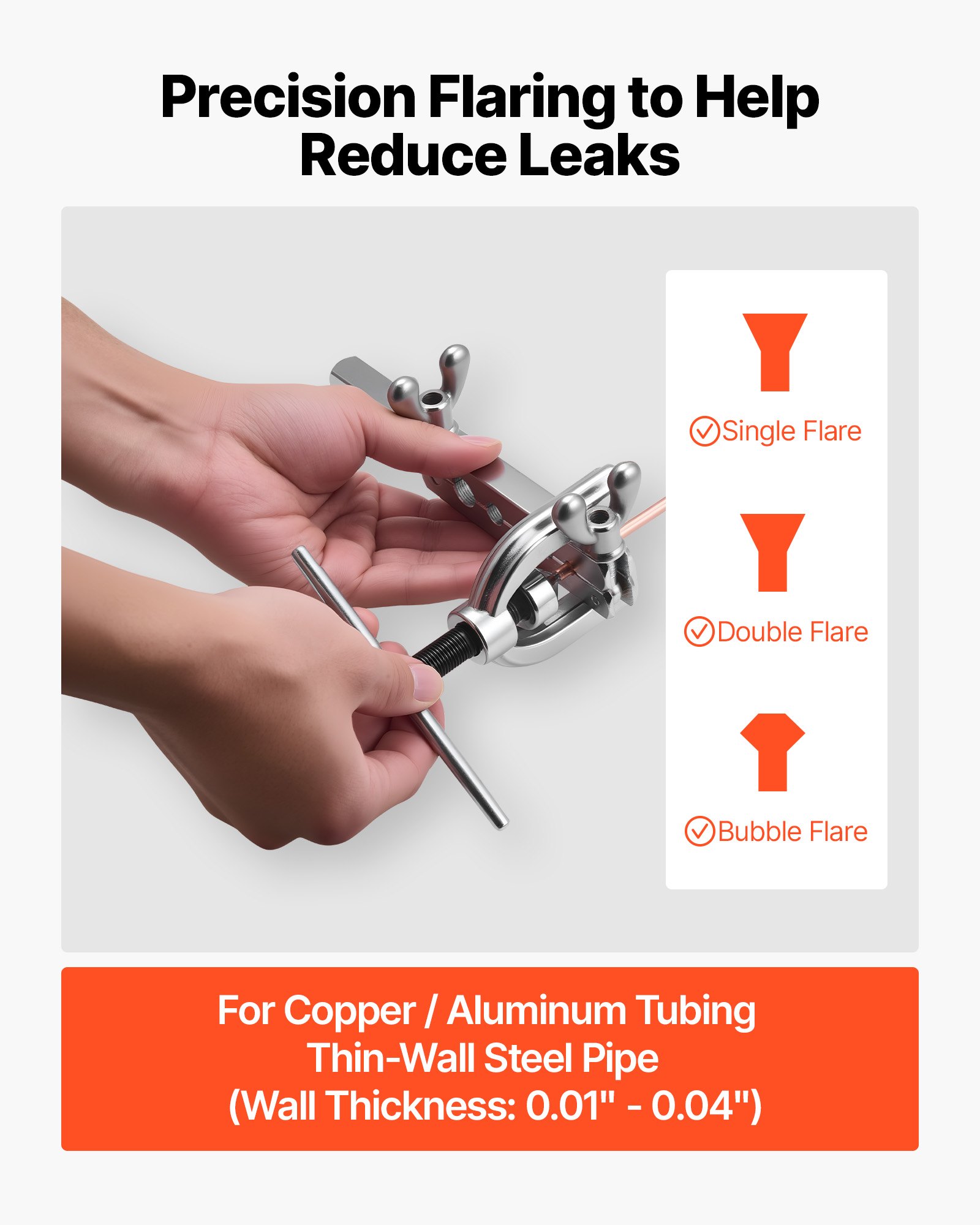 VEVOR Brake Line Repair Kit, 45° Double & Single Brake Line Flaring Tool Kit, 7.6m x 4.76mm Copper Coated Brake Line (with 16 Fittings & 4 Unions) - Tube Cutter, 5 Adapters and Toolbox Included