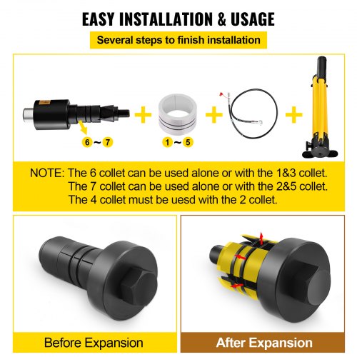 Expansor Hidráulico Manual De Tubos De Escape | 10 Toneladas, Rango 1-5/8" A 4-1/4", 4 Troqueles, Ideal Para Reparación De Coches