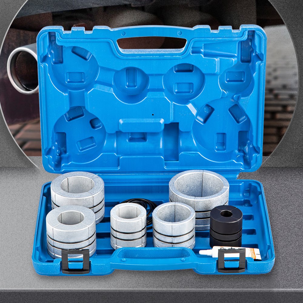 VEVOR Hydraulic Exhaust Pipe Expander, 4.1 to 10.8 cm Size, 10 T Pedal Pump Included with 4 Dies, 2 Storage Cases for Copper Aluminum Tubes in Car Repairing