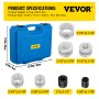 VEVOR Hydraulic Exhaust Pipe Expander, 4.1 to 10.8 cm Size, 10 T Pedal Pump Included with 4 Dies, 2 Storage Cases for Copper Aluminum Tubes in Car Repairing