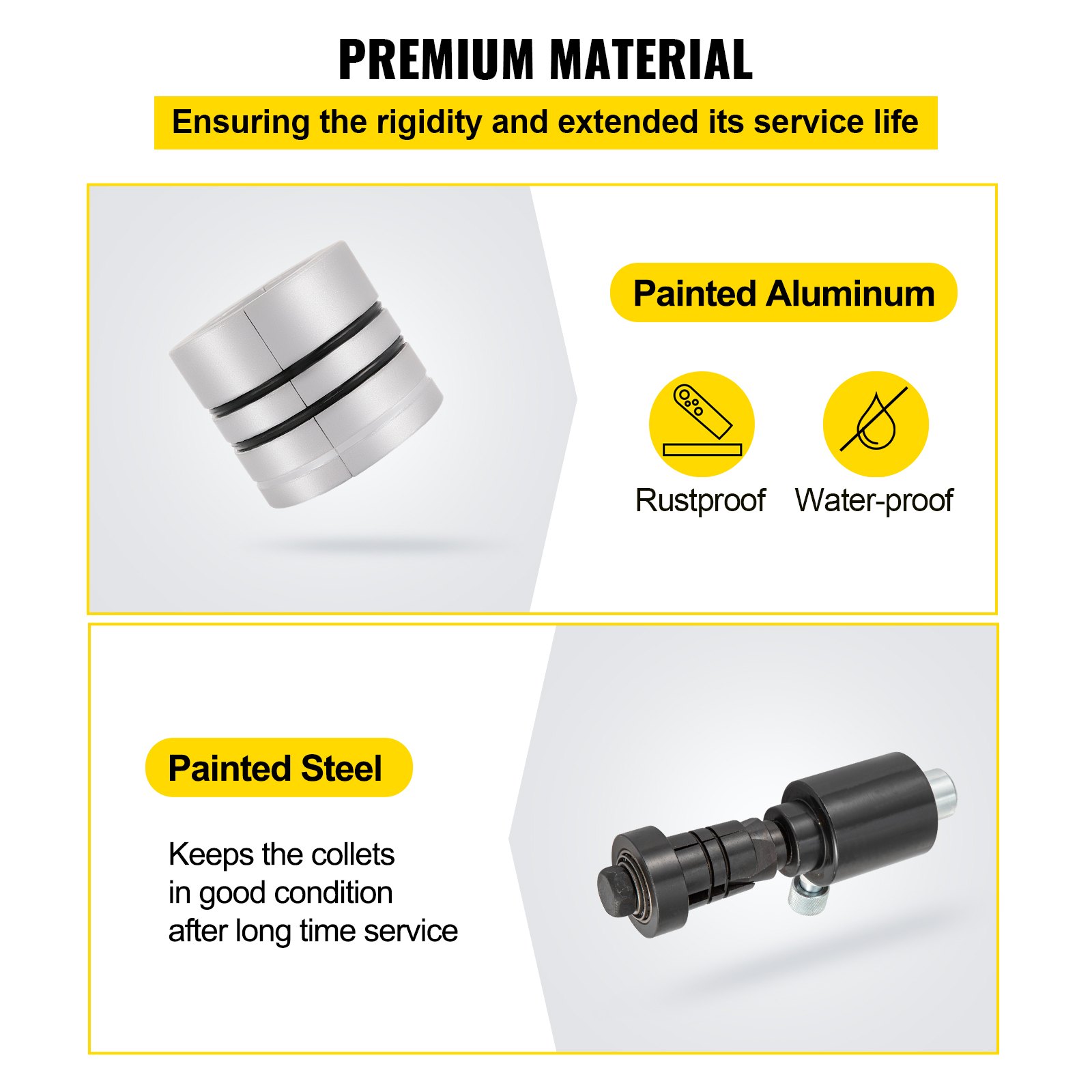 VEVOR Hydraulic Exhaust Pipe Expander, 1-5/8" to 4-1/4" Size, 10 T Pedal Pump Included with 4 Dies, 2 Storage Cases for Copper Aluminum Tubes in Car Repairing