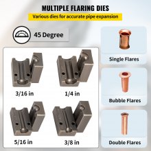 VEVOR fékvezeték-fékezőszerszám, 45 fokos egy-, dupla- és buborékfáklyák 3/16", 1/4", 5/16" és 3/8" csőmérethez, alkalmas rézvezetékek lágy féméhez