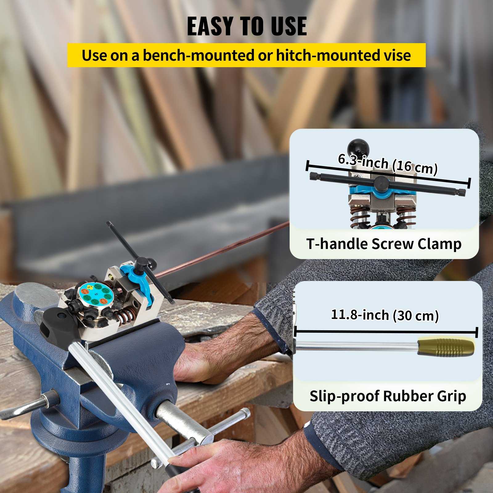 VEVOR Brake Line Flaring Tool, 45 Degree Single, Double, and Bubble Flares for 3/16\", 1/4\", 5/16\" and 3/8\" Tube Size, Suitable for Soft Metal of Copper Lines