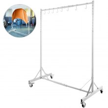 VEVOR Painting Rack 5ft-7ft Adjustable Height, Automotive Paint Stand 8 Hooks, Auto Body Stand for Hoods Doors, Painting Drying Rack w/ 4 Swiveling Wheels, Paint Rack Stand, Automotive Tools, White