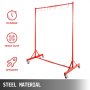 VEVOR Painting Rack 5ft-7ft Adjustable Height, Automotive Paint Stand 8 Hooks, Auto Body Stand for Hoods Doors, Painting Drying Rack with 4 Swiveling Wheels, Paint Rack Stand, Automotive Tool, Red