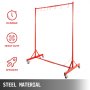 VEVOR Painting Rack 5ft-7ft Adjustable Height, Automotive Paint Stand 8 Hooks, Auto Body Stand for Hoods Doors, Painting Drying Rack w/ 4 Swiveling Wheels, Paint Rack Stand, Automotive Tool, Red