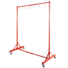 VEVOR Painting Rack 5ft-7ft Adjustable Height, Automotive Paint Stand 8 Hooks, Auto Body Stand for Hoods Doors, Painting Drying Rack with 4 Swiveling Wheels, Paint Rack Stand, Automotive Tool, Red