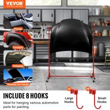 Newly Upgraded！VEVOR Painting Rack Adjustable Paint Hanger 8 Hooks Auto Body Painting Stand