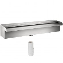 VEVOR Pool Fountain Stainless Steel Pool Waterfall Spillway with Pipe Connector Rectangular Garden Outdoor (11.8")