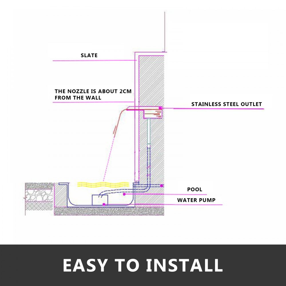 VEVOR 120cm Swimming Pool Waterfall Feature Fountain Water Blade Spillway AU