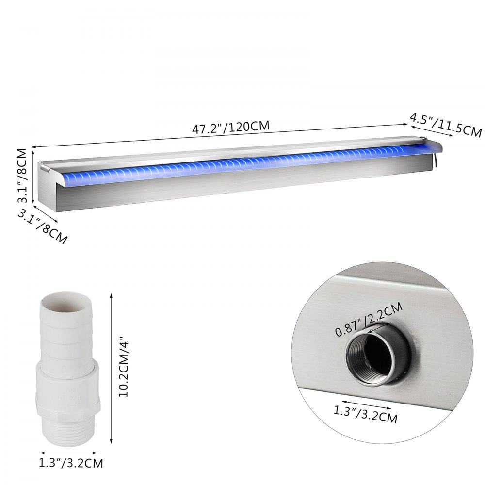 VEVOR 120cm Swimming Pool Waterfall Feature Fountain Water Blade Spillway AU