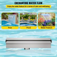 VEVOR Colorful LED swimming pool waterfall spillway in stainless steel 30x11.5x8 cm