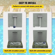 VEVOR Waterfall Blade, 30cm Stainless Steel Waterfall Spillway, Rectangular Waterfall Pool Fountain, Cascade Blade w/ Connector, Hose, Clamp & PTFE Tape, Water Blade for Koi Fish Pond, Water Feature