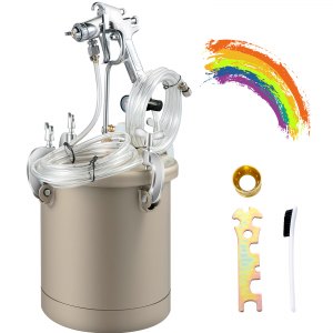 New 2L Pressure Pot Tank with Air Spray Gun and Regulator F Paint Sprayer  3.0mm