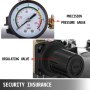 precision pressure gauge and regulating valve on VEVOR spray paint pressure pot. security insurance.