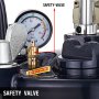 VEVOR spray paint pressure pot with safety valve and pressure gauge in focus.