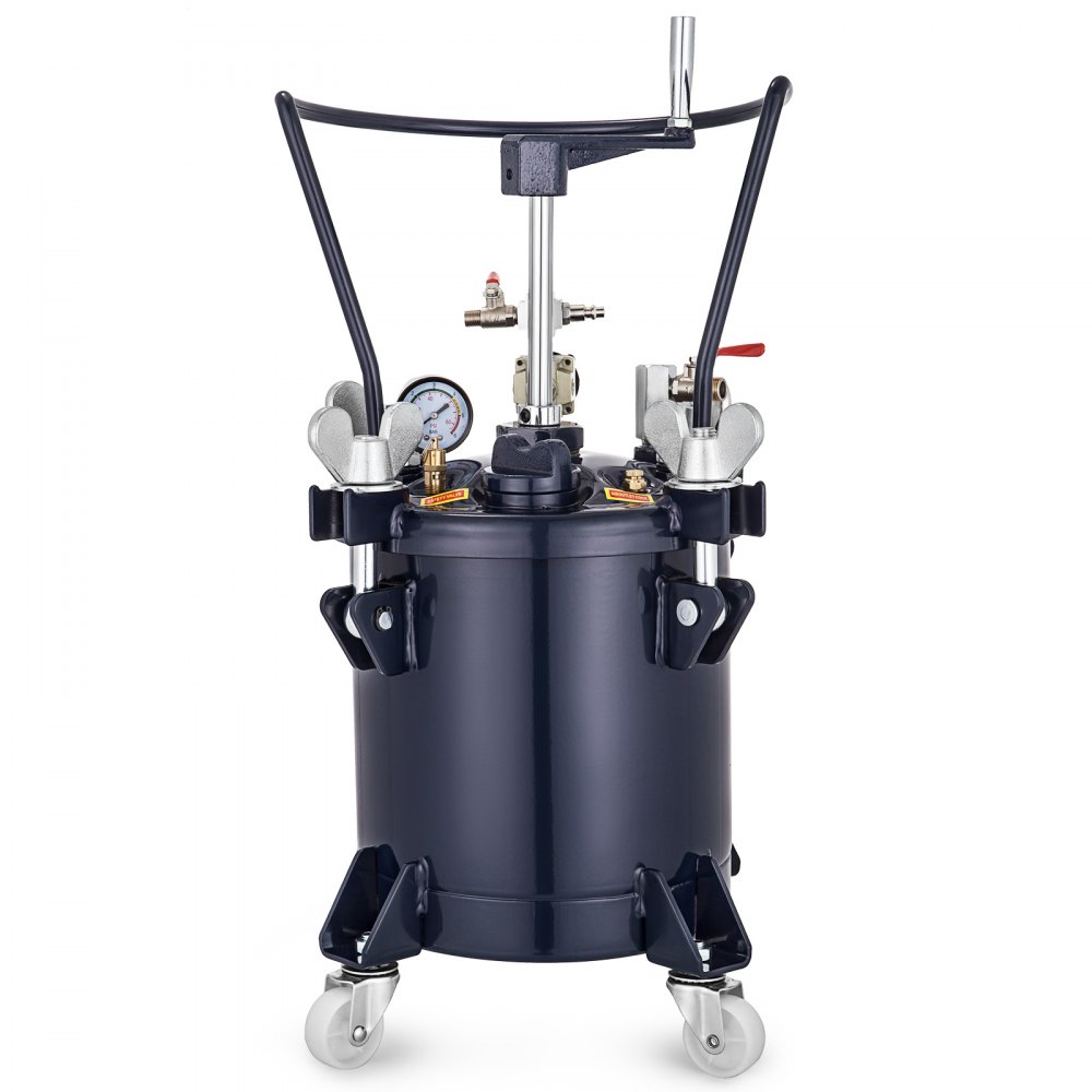 VEVOR 10L Pressure Feed Paint Pot Tank 2.5 Gallon Spray Gun Sprayer Regulator Air Agitator with Manual Mixing Agitator