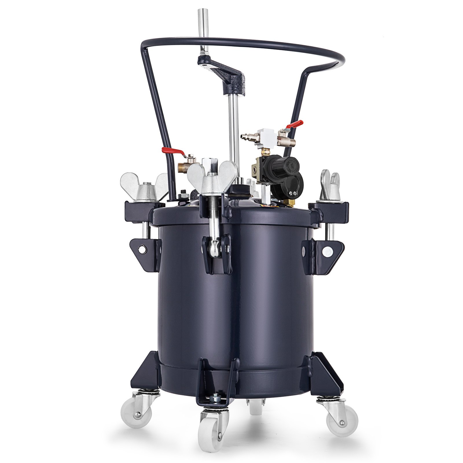 VEVOR 10L Pressure Feed Paint Pot Tank 2.5 Gallon Spray Gun Sprayer Regulator Air Agitator with Manual Mixing Agitator