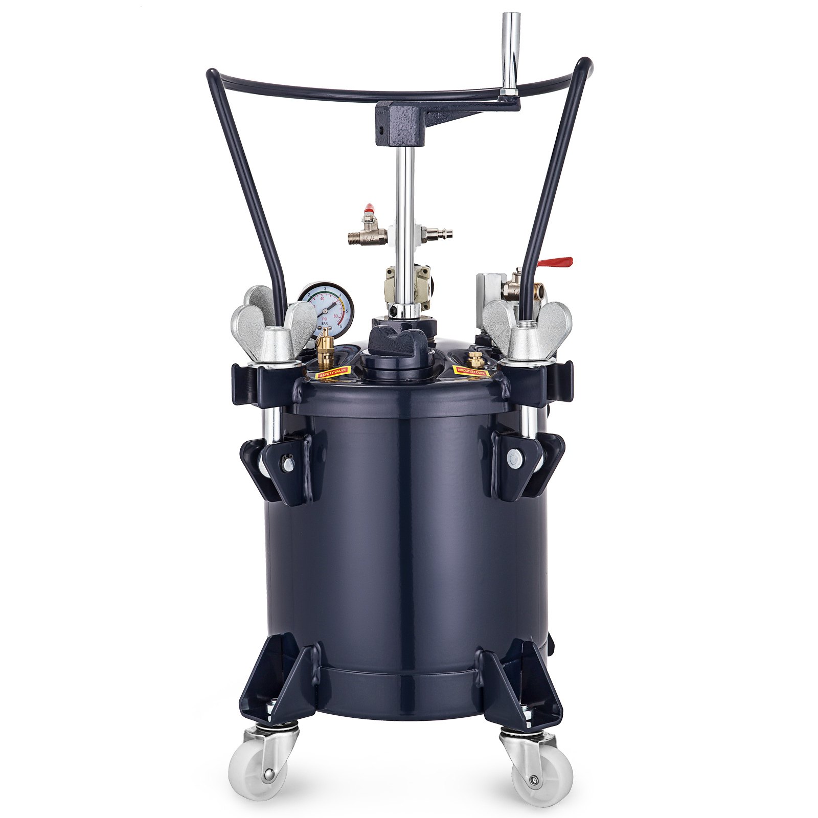 VEVOR 10L Pressure Feed Paint Pot Tank 2.5 Gallon Spray Gun Sprayer Regulator Air Agitator with Manual Mixing Agitator