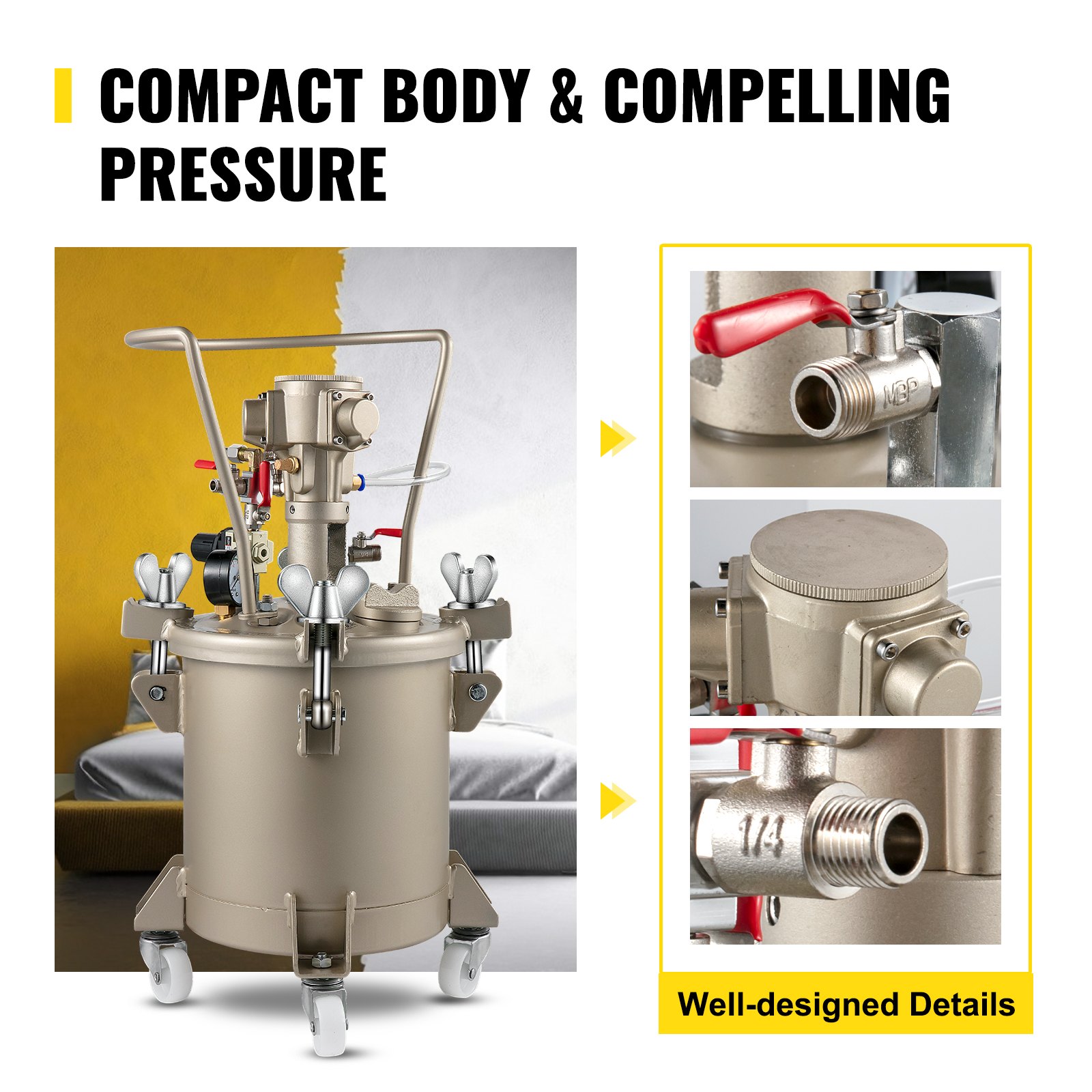 VEVOR 2.6 Gal/ 10L Spray PaintPressure Pot Tank Automatic Air Paint Pressure Pot