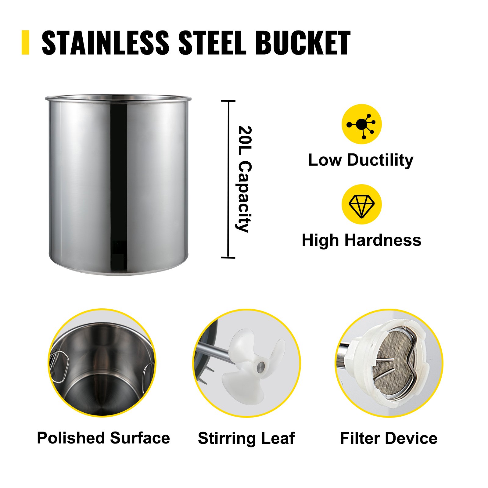 VEVOR 5.3 Gal/ 20L Spray Paint Pressure Pot Tank Manual Air Paint Pressure Pot