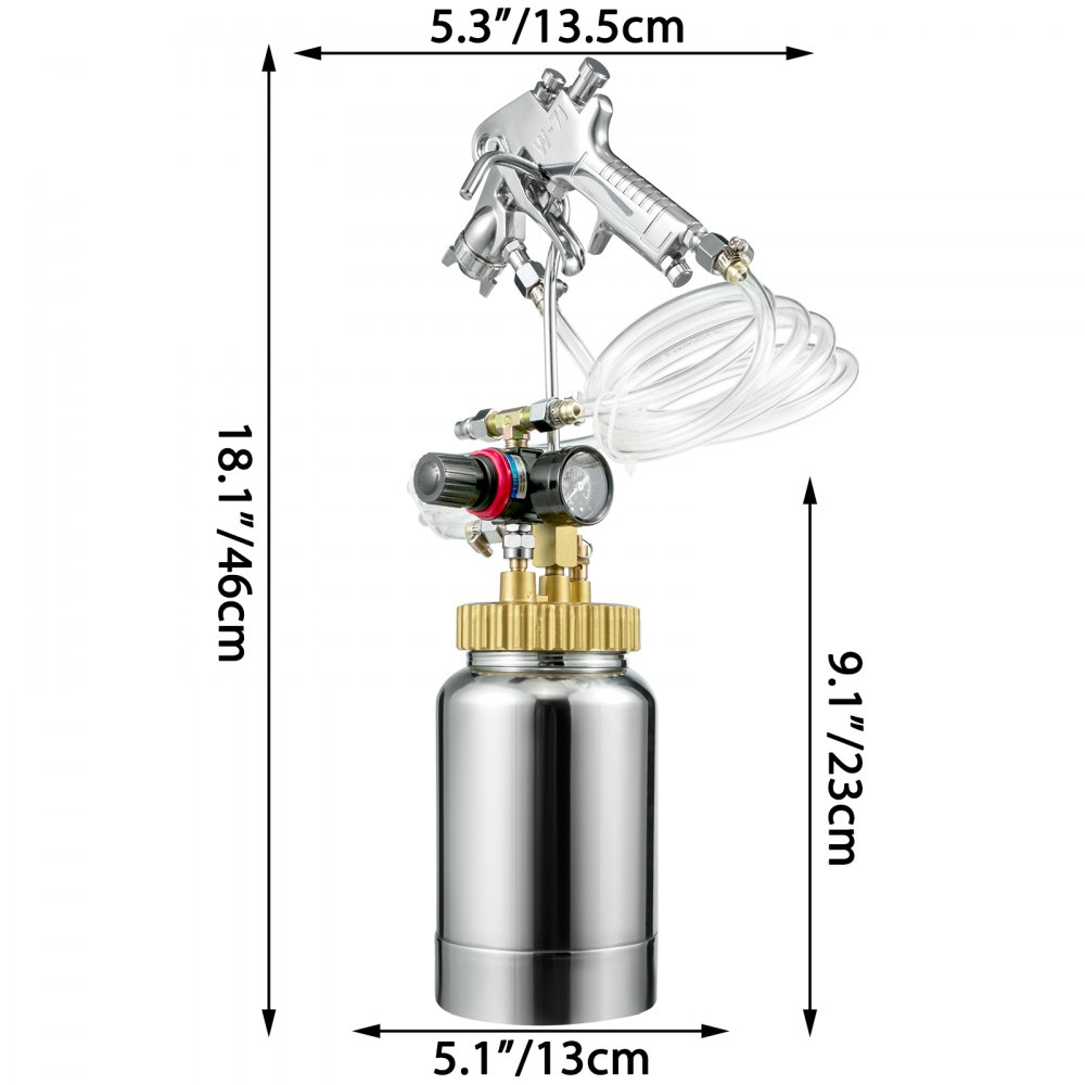 2L Pressure Pot Paint Spray Gun Tank 1.0mm Wood Coating House Paint Hose Paint