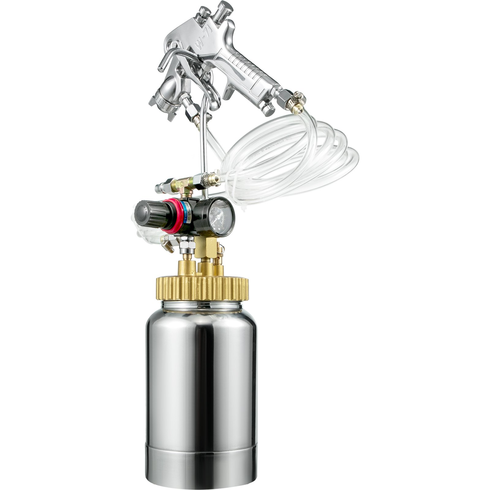 2L Pressure Pot Paint Spray Gun Tank 1.0mm Wood Coating House Paint Hose Paint