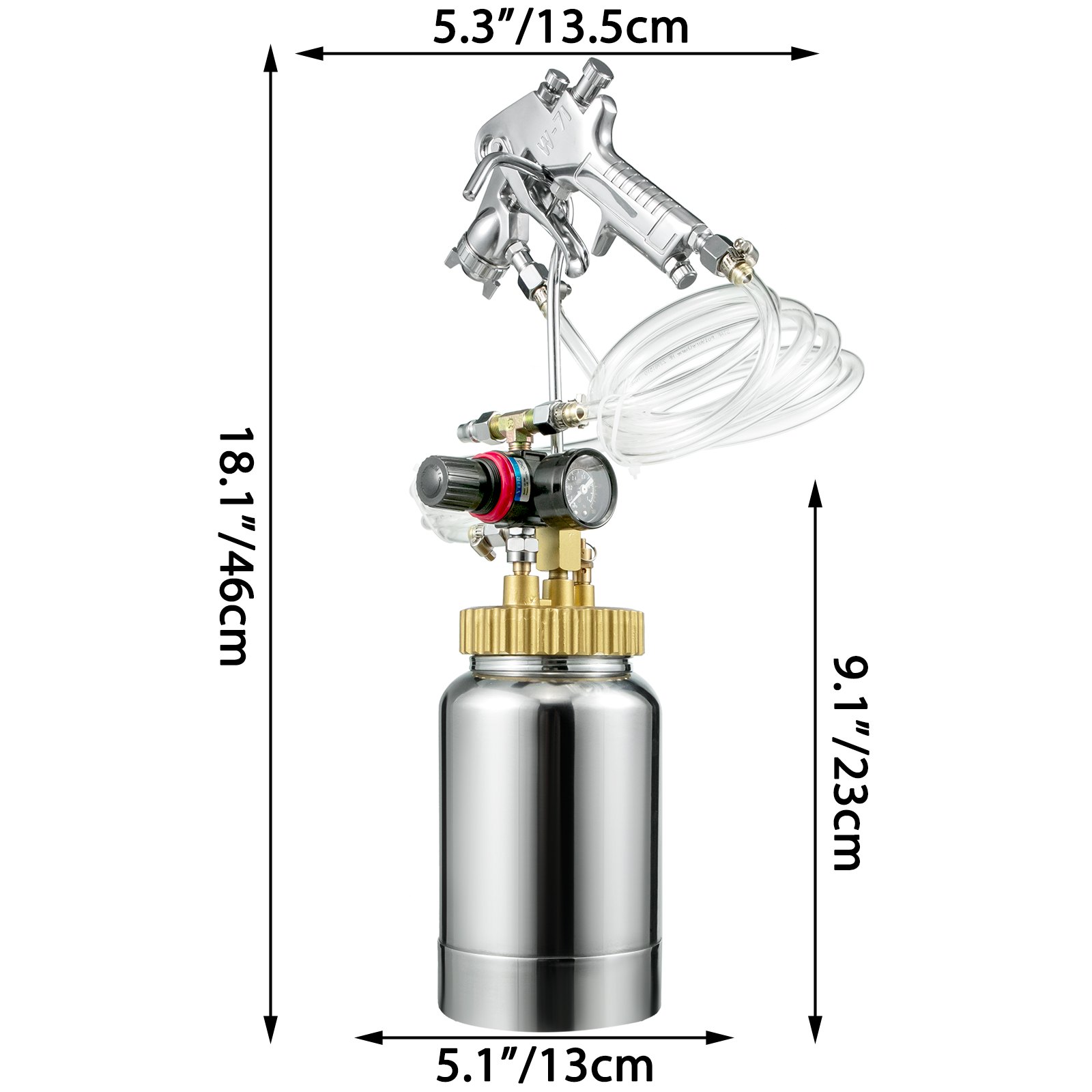 2L Pressure Pot Paint Spray Gun Tank 1.0mm Wood Coating House Paint Hose Paint