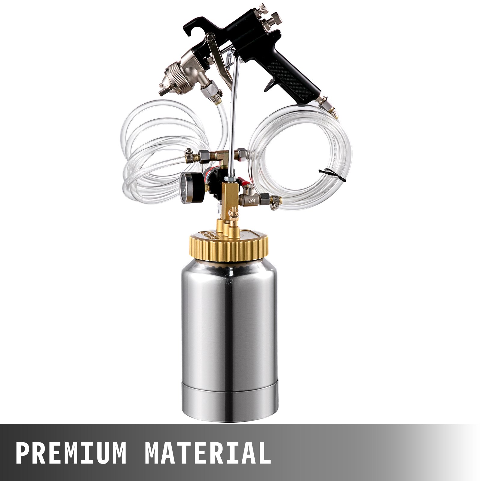 VEVOR Pressure Pot Tank 2L Pressure Pot Paint Sprayer 2 Quart Paint Pressure Pot 1.8mm Nozzle Paint Tank with Gun and Hose Paint and Body Spray Guns(2L 1.8mm)