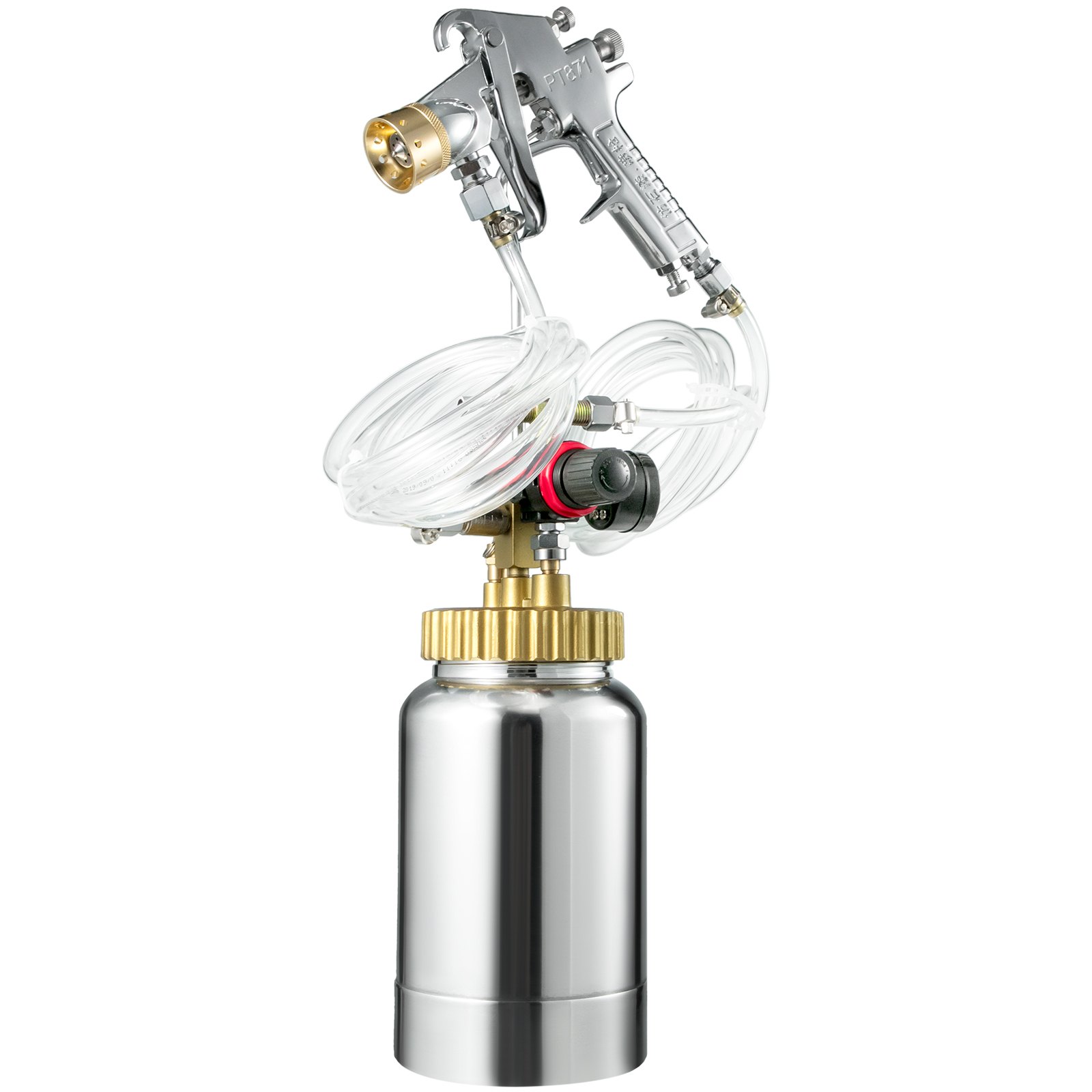 2L Pressure Pot Paint Spray Gun Tank 2.5mm 1/4 Fluid Outlet Commercial Lacquer