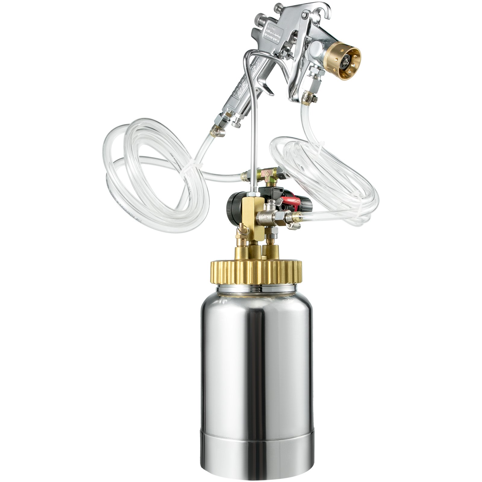 2L Pressure Pot Paint Spray Gun Tank 2.5mm 1/4 Fluid Outlet Commercial Lacquer