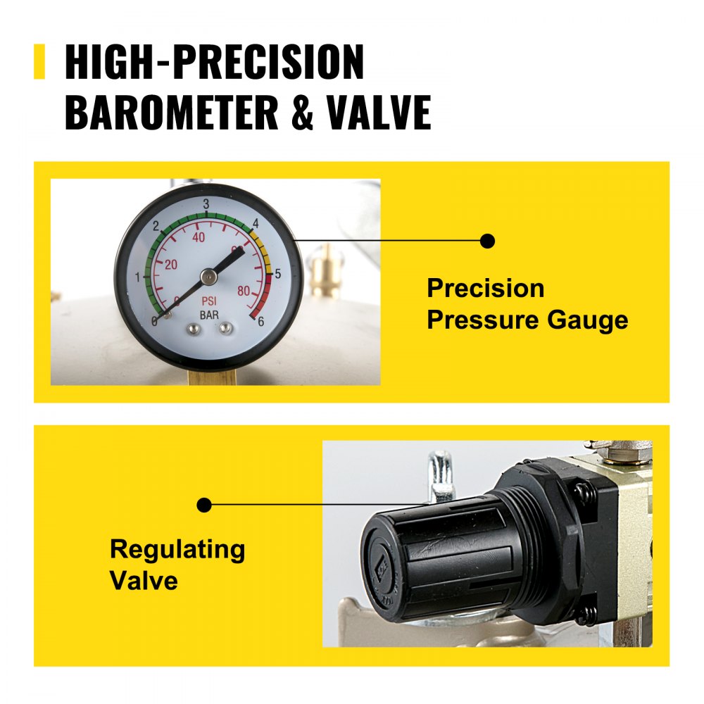 VEVOR 10.5G/40L Spray Paint Pressure Pot Tank Manual Air Paint Pressure Pot Gold