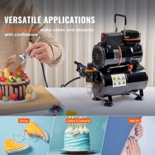 VEVOR Airbrush Gun, Dual Action Gravity Feed with 0.3 mm and 0.5 mm Nozzles, Airbrush Kit with 2/7/12ml Copper Cups and Cleaning Accessories, Ideal for Painting Models, Desserts, Cakes, and Nail Art
