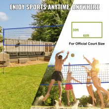 VEVOR udendørs bærbart volleyballnetsystem, justerbare stålstænger, professionelt volleyballsæt med PVC-volleyball, pumpe, bæretaske, kraftigt volleyballnet til baghave, strand, græsplæne