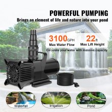 VEVOR Submersible Water Pump 3100GPH Pond Pump 22FT 240W for Waterfall Fountain