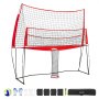 VEVOR 2-in-1 Volleyball Training Net System, Freely Height-Adjustable Practice Equipment with Ball Return, Portable Net Station, Easy Setup for Backyard Indoor Outdoor Serving Spiking Improve Accuracy